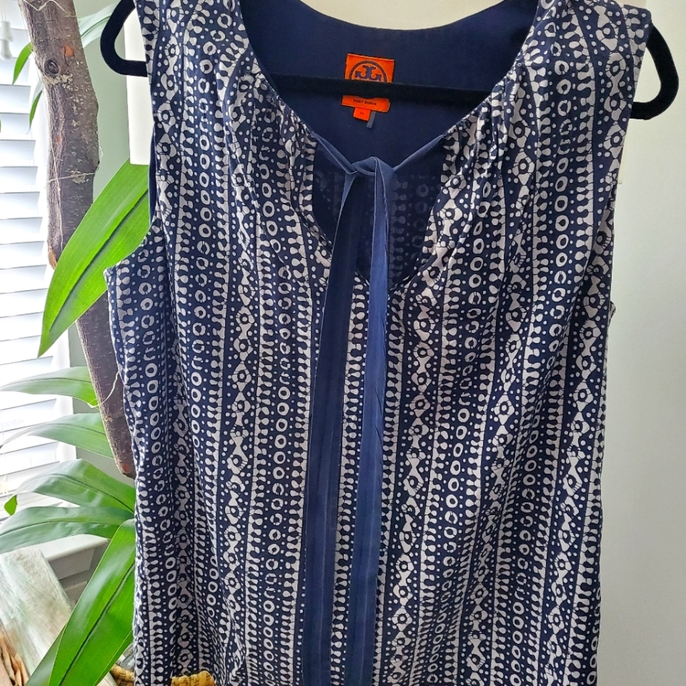 Tory Burch Sleeveless Tie Blouse
